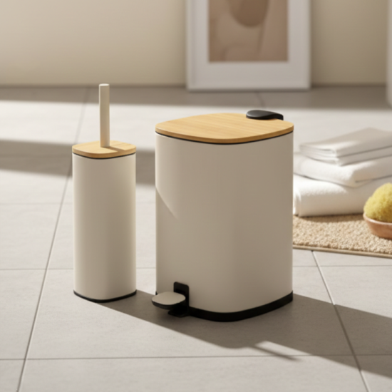 Trash Can & Toilet Brush Set